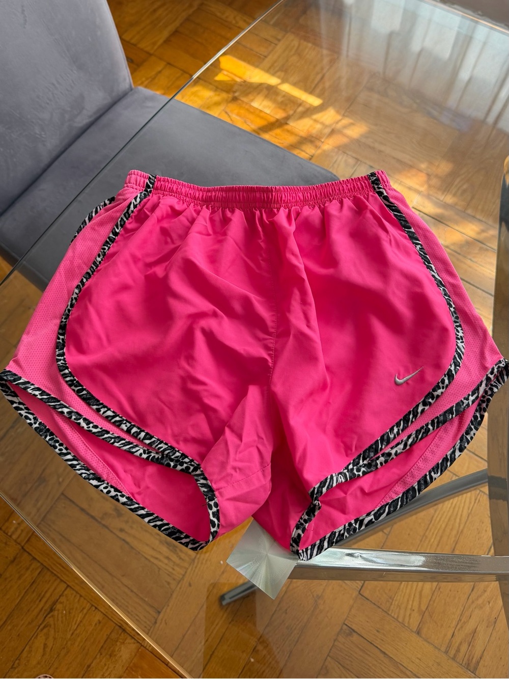 Nike Women's Hot Pink Athletic Shorts with Zebra-Print Trim